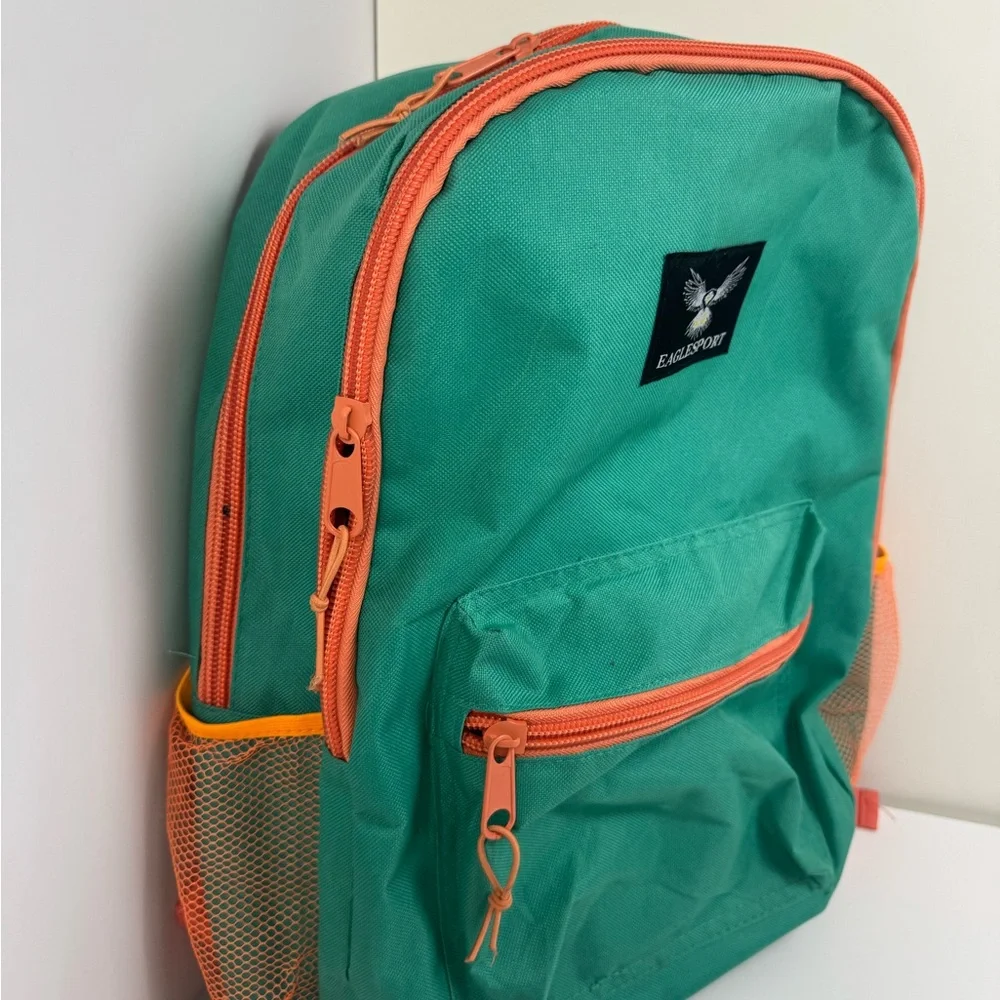 Vibrant‎ Green and Orange Backpack with Classic Design